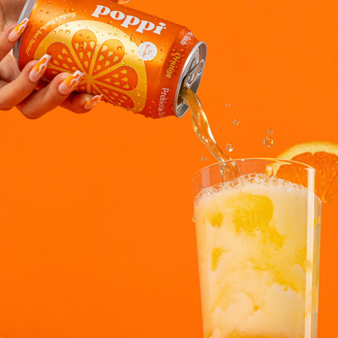 Soda prébiotique à l'orange Poppi