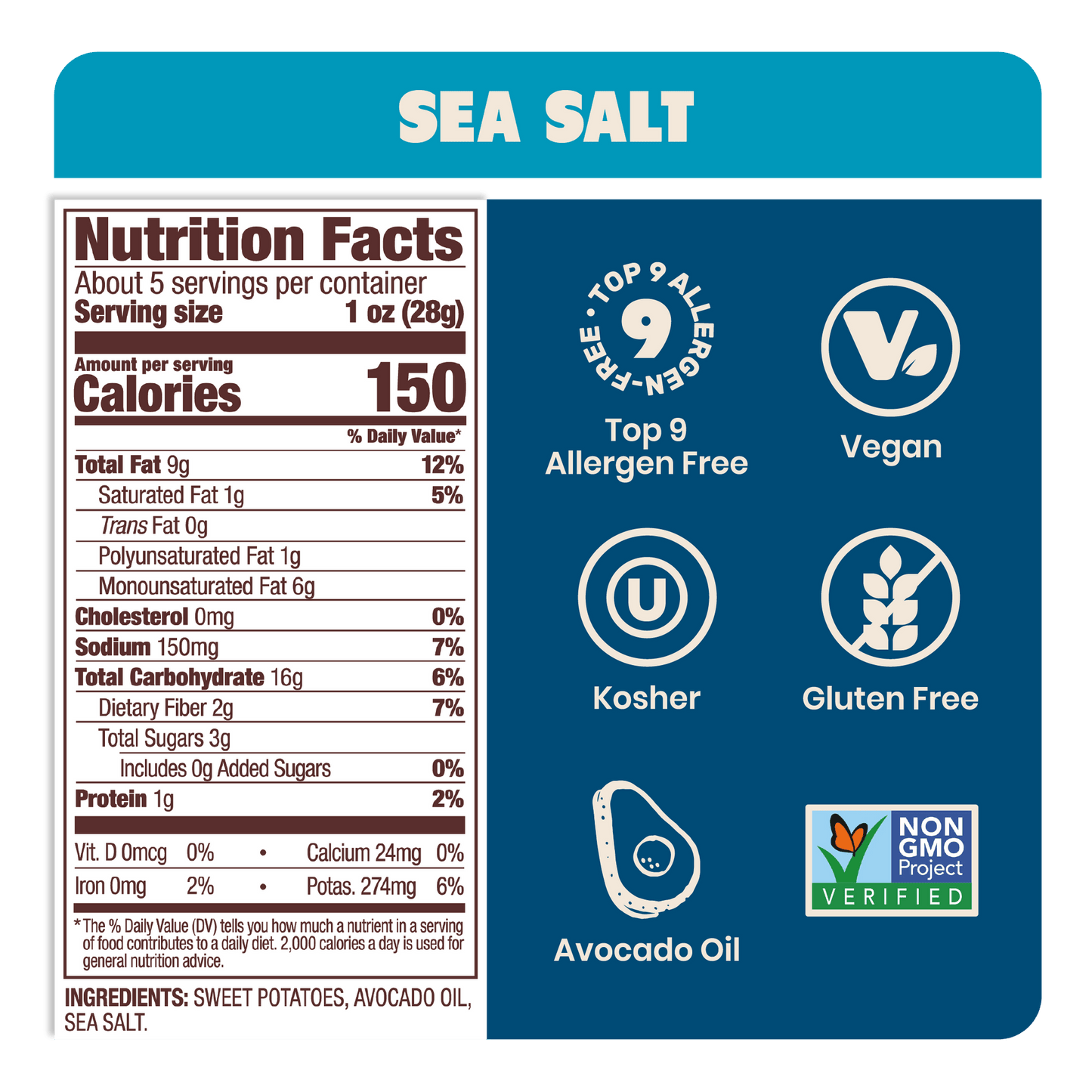 Jackson's Chips de patates douces Jackson's à l'huile d'avocat