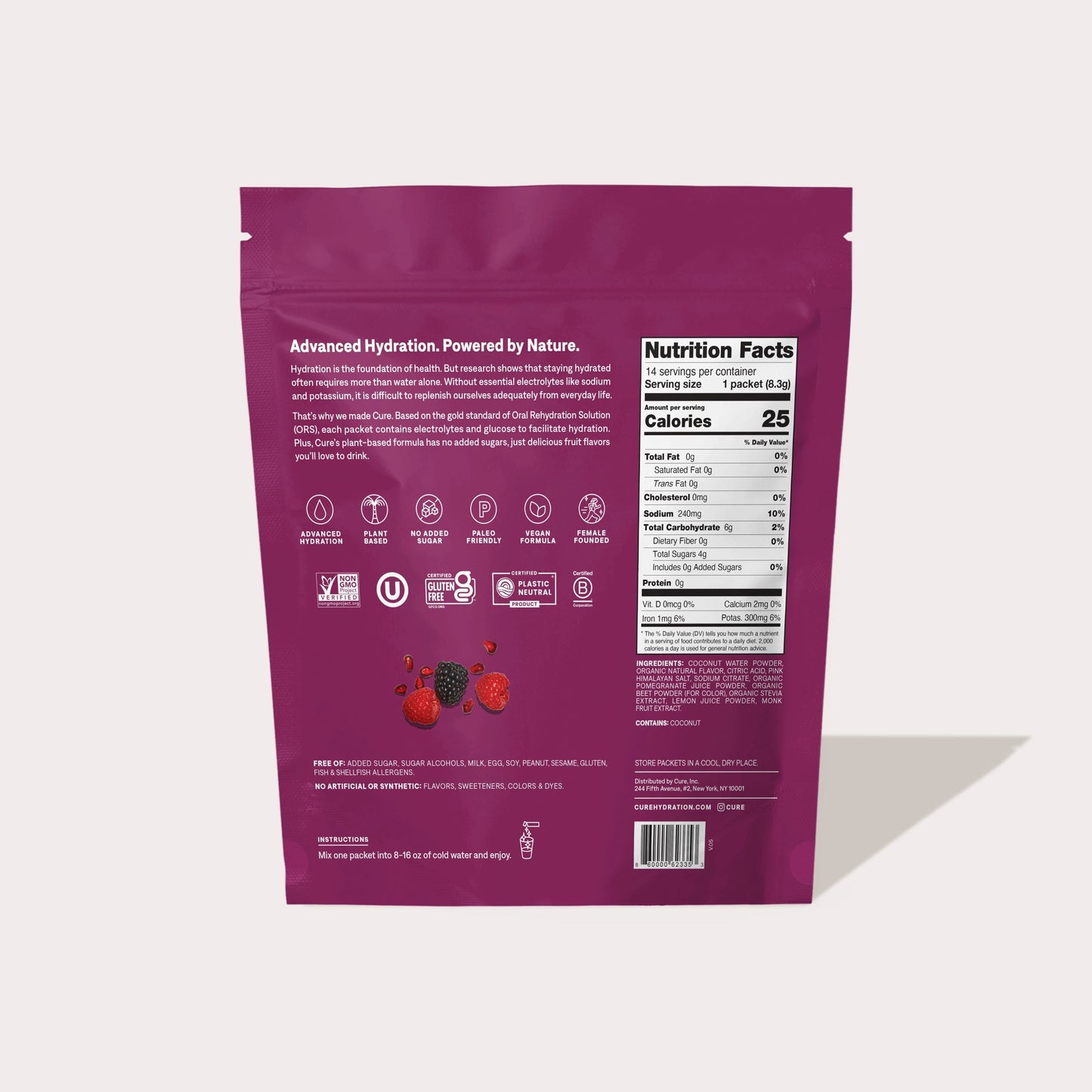 Préparation pour boisson électrolytique Cure Hydration - Baies et Grenade 