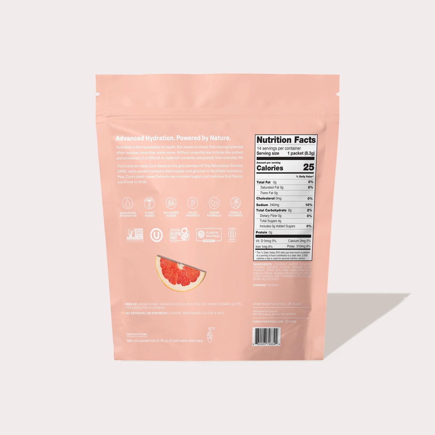 Cure Hydration Electrolyte Drink Mix - Grapefruit
