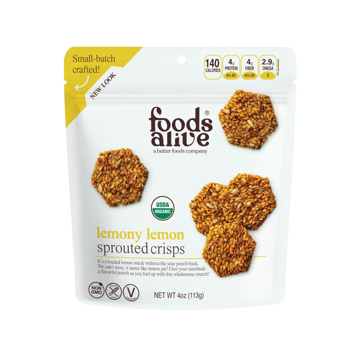 Foods Alive Sprouted Crisps Lemony lemon