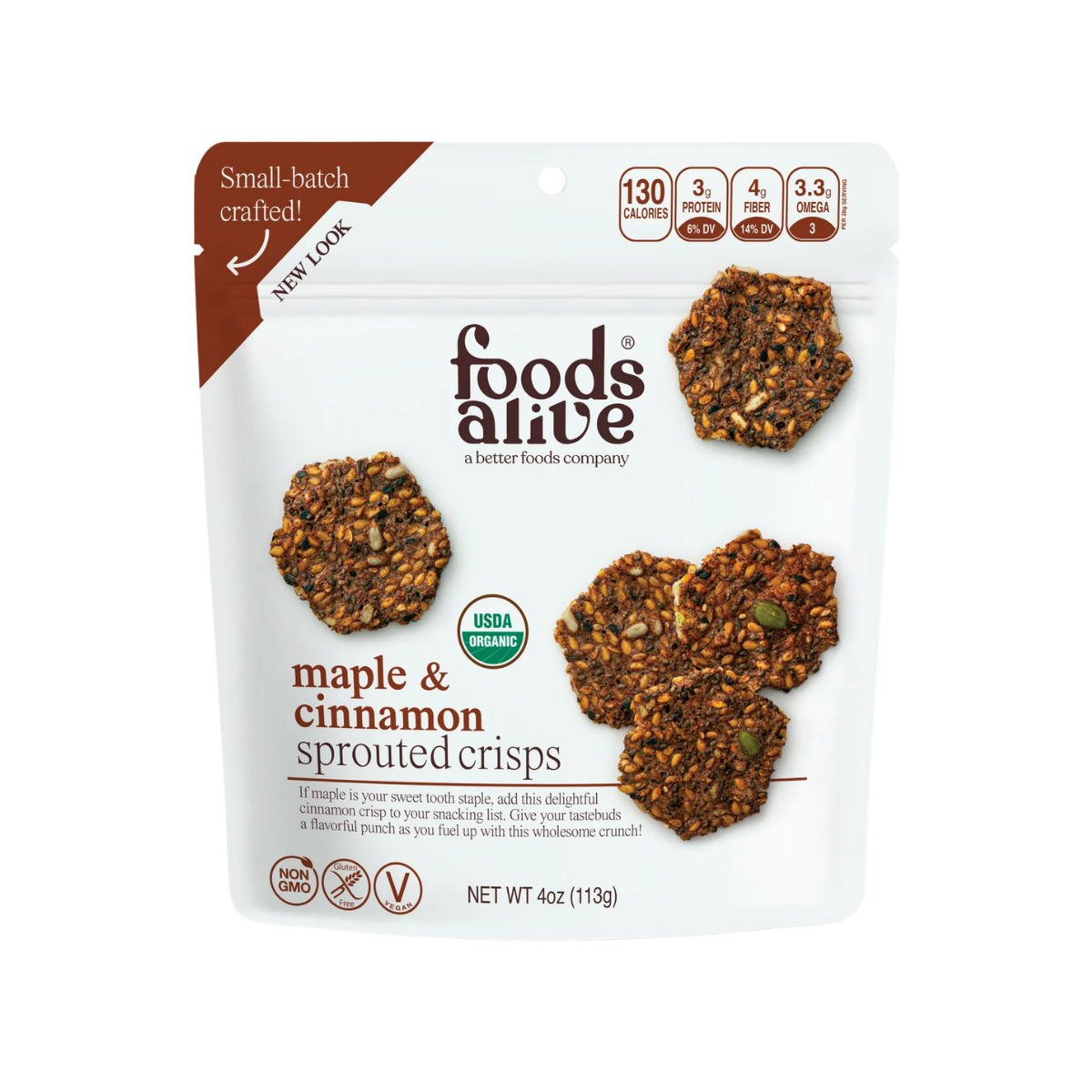 Foods Alive Sprouted Crisps Maple and cinnamon