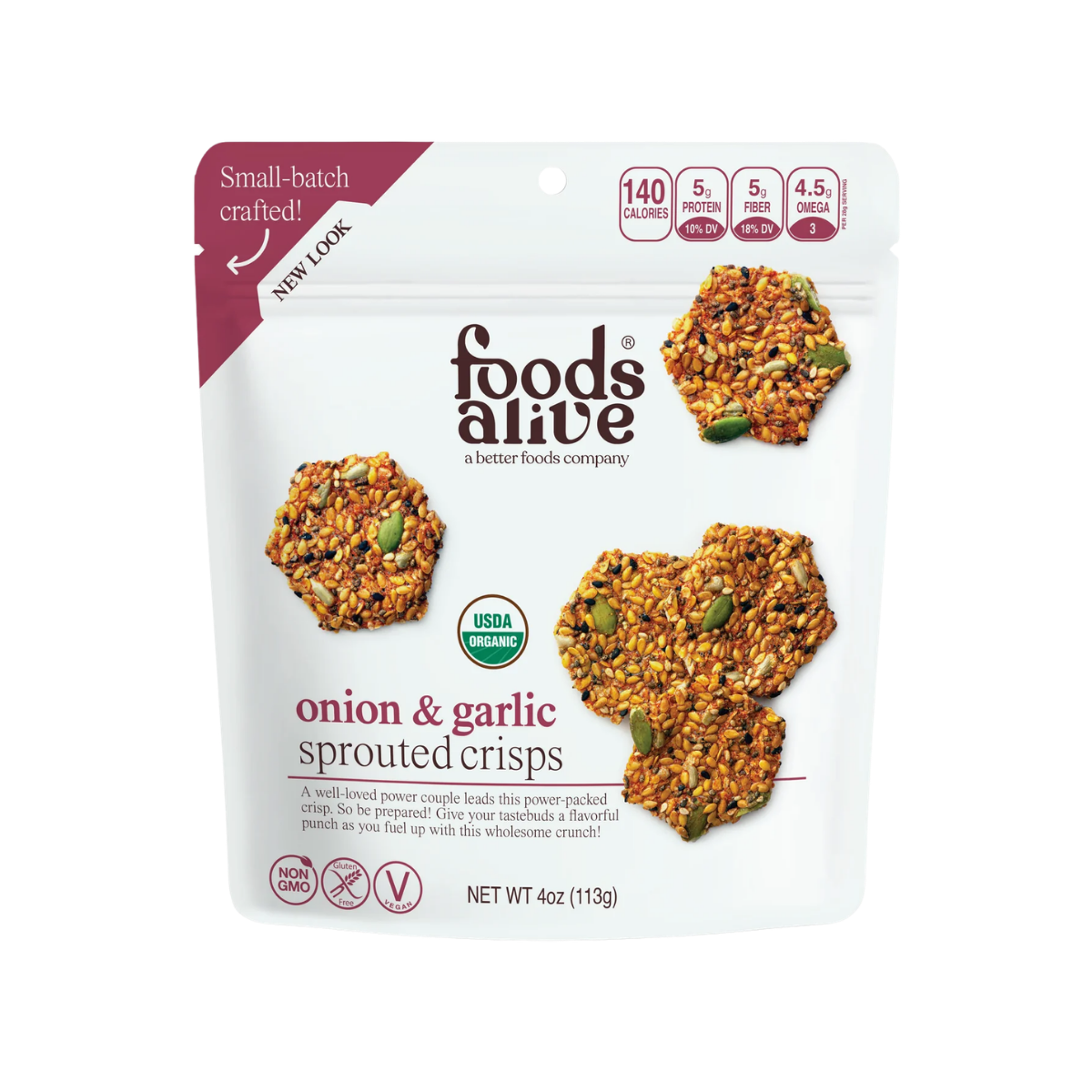 Foods Alive Sprouted Crisps Onion and garlic