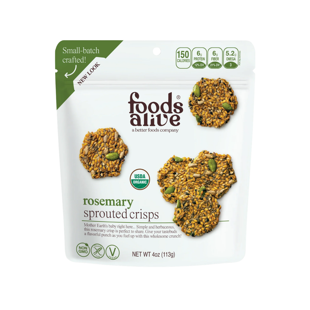 Foods Alive Sprouted Crisps Rosemary