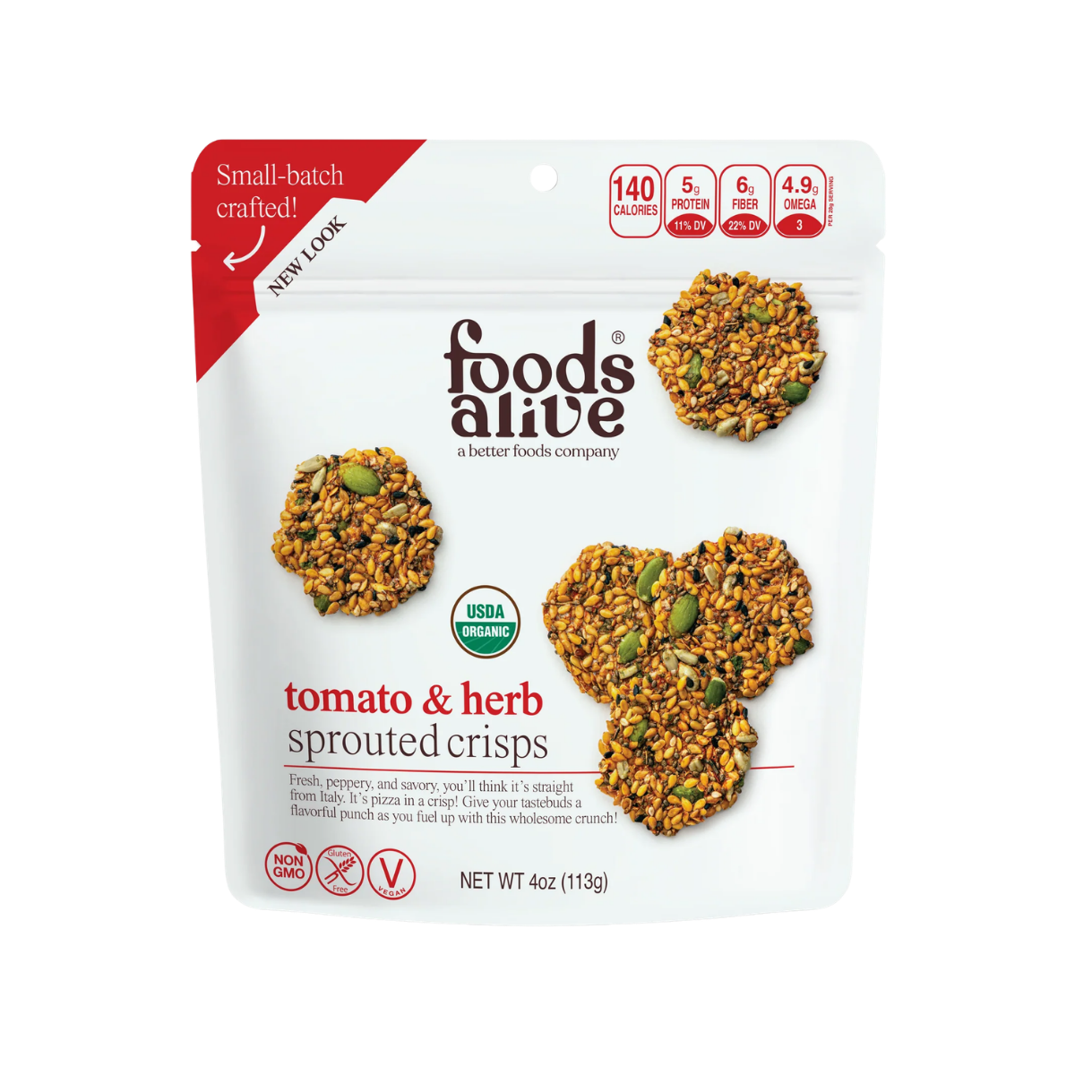 Foods Alive Sprouted Crisps Tomato & herb