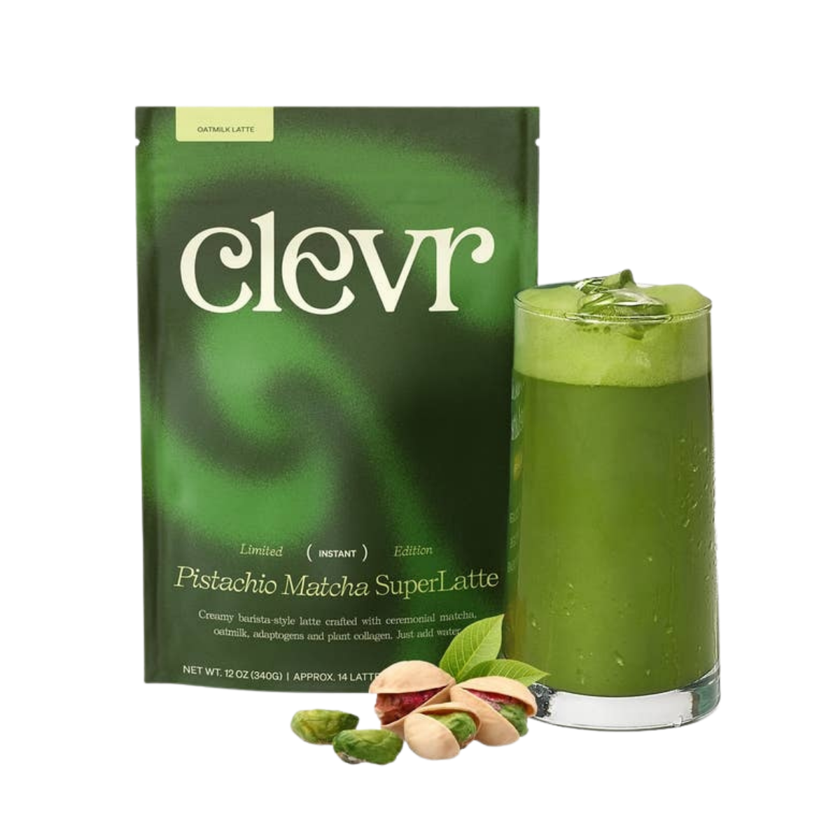 Clevr Superlatte au miel, pistache et matcha 