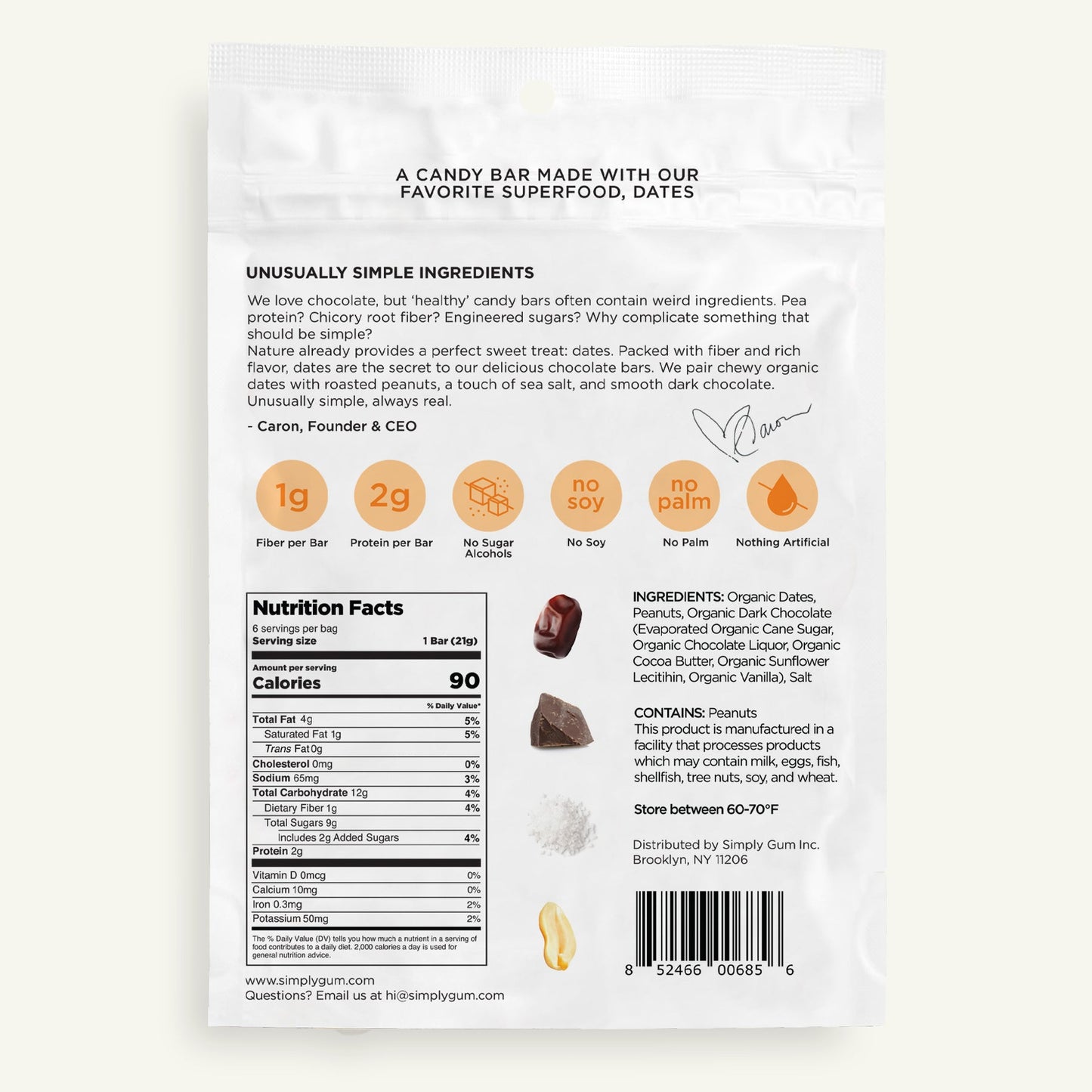 Simply Barres de dattes Chocolate - Cacahuètes salées