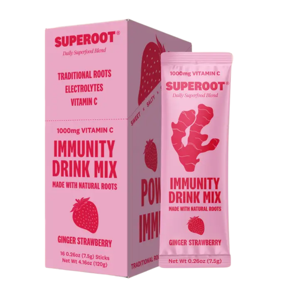 Superoot - Boisson d'immunité à la fraise en poudre