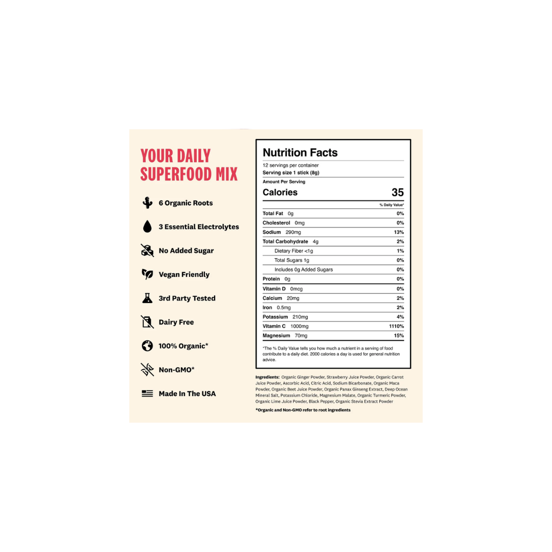 Superoot Hydration, Immunity & Digestion Mix (Strawberry Lime) (Packet)