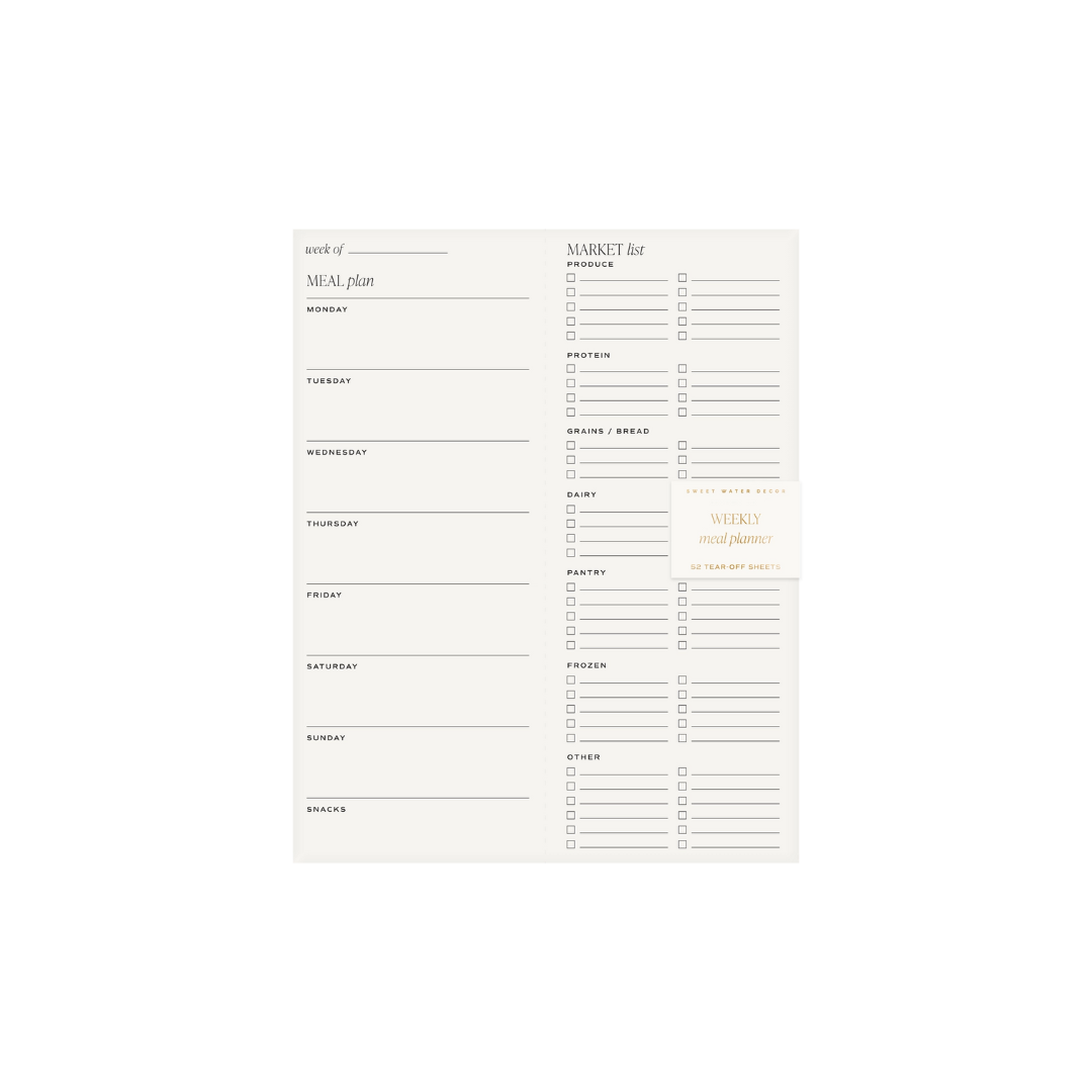 Bloc-notes - Plan de repas hebdomadaire