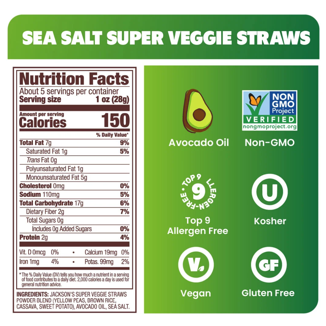 Jackson's Avocado Oil Veggie Straw Sea Salt