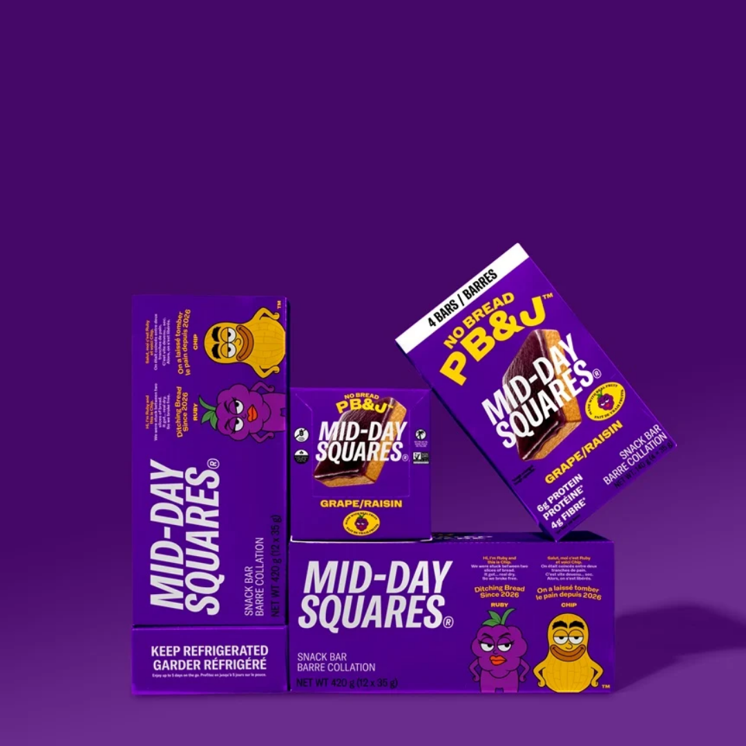 Mid-Day Squares - Beurre de cacahuète et confiture de raisin (paquet de 4)