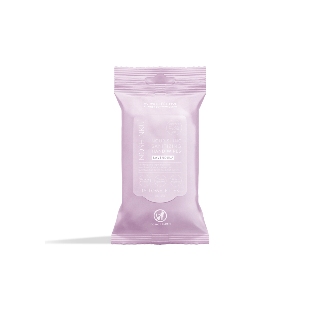 Noshinku Lavender Nourishing Hand Sanitizing Travel Wipes