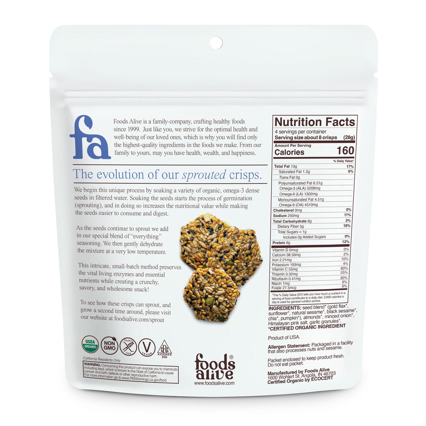 Foods Alive Sprouted Crisps Everything