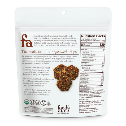 Foods Alive Chips germées d'érable et cannelle